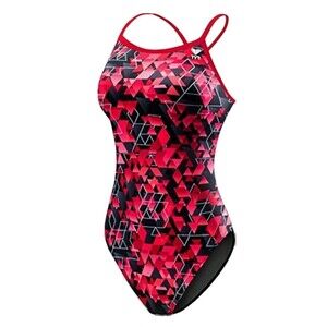 TYR Girls' Labyrinth Diamondfit Swimsuit DLAB1A Red Size 22 (Girls 6/6X)
